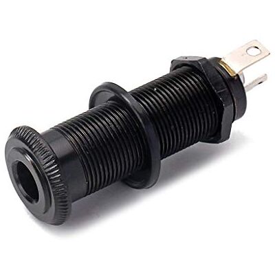 Alnicov Koper stereo jack voor basgitaar 6,35 mm met 4 pinnen stereo of mono-jack zwart nikkel Alnicov Koper stereo jack voor basgitaar 6,35 mm met 4 pinnen stereo of mono-jack zwart nikkel