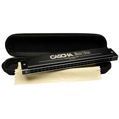 CASCHA Trémolo Harmonica Master Edition, 24 gaten, do majeur, inclusief softcase en reinigingsdoek, diatonische professionele tremolo-mondharmonica, zwart CASCHA Trémolo Harmonica Master Edition, 24 gaten, do majeur, inclusief softcase en reinigingsdoek, diatonische professionele tremolo-mondharmonica, zwart