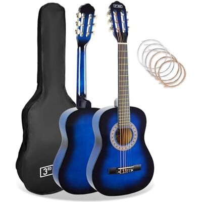 3rd Avenue Klassieke Kindergitaar Maat 3/4 Met Spaanse Nylon Snaren Voor Beginners Blauw 3rd Avenue Klassieke Kindergitaar Maat 3/4 Met Spaanse Nylon Snaren Voor Beginners Blauw