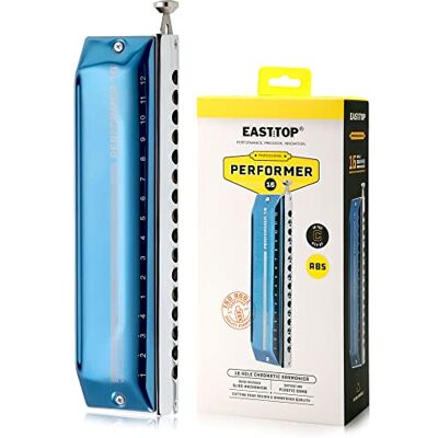 East top Upgrade Chromatische Harmonica C,16 Object 64 Tone Professionele Mondharmonica Voor Volwassenen, Studenten en Harmonica-liefhebbers met Blauwe Cover (EAP-16) East top Upgrade Chromatische Harmonica C,16 Object 64 Tone Professionele Mondharmonica Voor Volwassenen, Studenten en Harmonica-liefhebbers met Blauwe Cover (EAP-16)