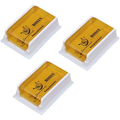 Tioamy Set van 3 natuurlijke hars voor viool, cello, altviool, licht, stofarm hars voor strikken, snaren, muziekinstrumenten, accessoires geel met etui Tioamy Set van 3 natuurlijke hars voor viool, cello, altviool, licht, stofarm hars voor strikken, snaren, muziekinstrumenten, accessoires geel met etui