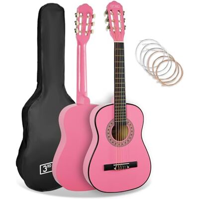 3rd Avenue 1/2 klassieke Spaanse gitaar voor kinderen, beginnerspakket, met nylon snaren 6 maanden GRATIS lessen, tas, snaren, digitaal stemapparaat roze 3rd Avenue 1/2 klassieke Spaanse gitaar voor kinderen, beginnerspakket, met nylon snaren 6 maanden GRATIS lessen, tas, snaren, digitaal stemapparaat roze