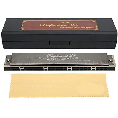 RiToEasysports Diatonische mondharmonica, 24 gaten, met etui voor volwassenen, studenten, beginners (zwarte D-sleutel) RiToEasysports Diatonische mondharmonica, 24 gaten, met etui voor volwassenen, studenten, beginners (zwarte D-sleutel)