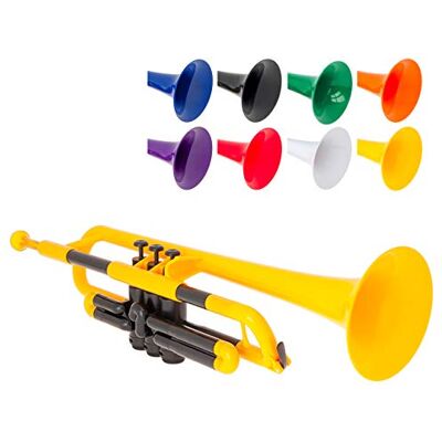 PINSTRUMENTS pTrumpet Trompet van kunststof met 3C en 5C-mondstuk en draagtas Student in si namal Geel PINSTRUMENTS pTrumpet Trompet van kunststof met 3C en 5C-mondstuk en draagtas Student in si namal Geel