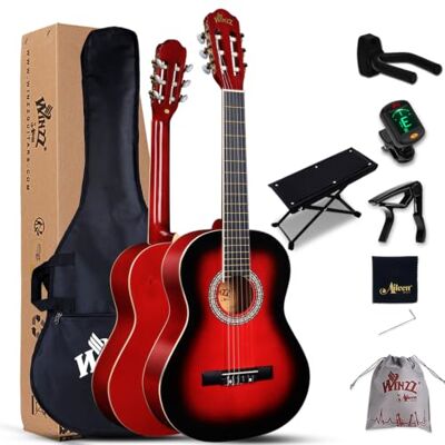 Winzz 3/4 concertgitaar, klassieke gitaar voor beginners, voor kinderen, glanzend rood (91,4 cm) Winzz 3/4 concertgitaar, klassieke gitaar voor beginners, voor kinderen, glanzend rood (91,4 cm)