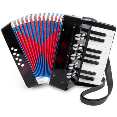 NEWFUN Accordeon, 17 toetsen en 8 bas, voor kinderen en volwassenen, met verstelbare riemen, zwart NEWFUN Accordeon, 17 toetsen en 8 bas, voor kinderen en volwassenen, met verstelbare riemen, zwart