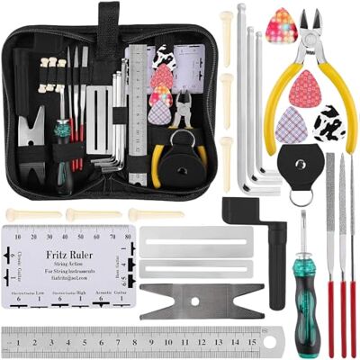 HOMURY 26-delige gitaarreparatieset complete onderhoudsset met inbussleutel, snaarorganizer, gitaargereedschapsset voor gitaar, bas, ukelele HOMURY 26-delige gitaarreparatieset complete onderhoudsset met inbussleutel, snaarorganizer, gitaargereedschapsset voor gitaar, bas, ukelele