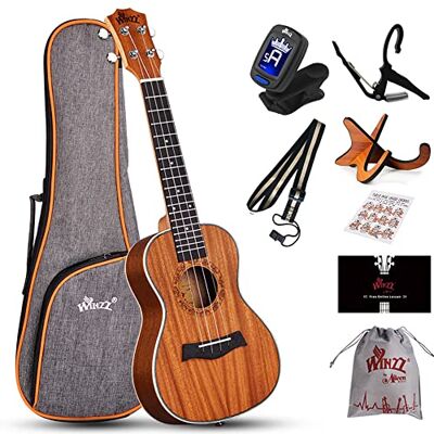 Winzz Ukelele voor volwassenen, concert, ukelele voor kinderen, 23 inch, beginners-ukelele set met standaard en capodaster (mahonie, mat) Winzz Ukelele voor volwassenen, concert, ukelele voor kinderen, 23 inch, beginners-ukelele set met standaard en capodaster (mahonie, mat)