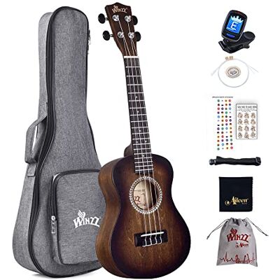 Winzz Ukulele Concert 23 inch Bruin Ukulele Beginner Set voor Volwassenen Kinderen Uniek Kleurenontwerp Winzz Ukulele Concert 23 inch Bruin Ukulele Beginner Set voor Volwassenen Kinderen Uniek Kleurenontwerp