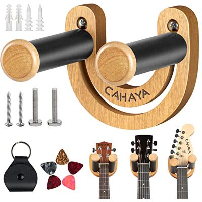 CAHAYA CY0297 Gitaarmuurbeugel met verstelbare U-vormige haak met 5 plectrums en 1 vak voor akoestische plectrums, bas, banjo, ukelele, mandoline CAHAYA CY0297 Gitaarmuurbeugel met verstelbare U-vormige haak met 5 plectrums en 1 vak voor akoestische plectrums, bas, banjo, ukelele, mandoline