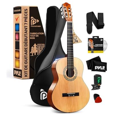 Pyle PGACLS30 Beginner Akoestische Gitaar Kit, 1/4 Junior Formaat, Volledig Houten Instrument voor Kinderen, Volwassenen, 76 cm Natuurlijk Essen Pyle PGACLS30 Beginner Akoestische Gitaar Kit, 1/4 Junior Formaat, Volledig Houten Instrument voor Kinderen, Volwassenen, 76 cm Natuurlijk Essen
