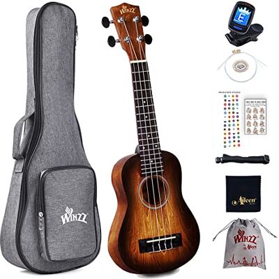 Winzz 21 "Ukulele Sopraan Beginners Kinderen Volwassenen, Uniek Kleurenontwerp Ukulele Kit met 6 Accessoires Winzz 21 "Ukulele Sopraan Beginners Kinderen Volwassenen, Uniek Kleurenontwerp Ukulele Kit met 6 Accessoires