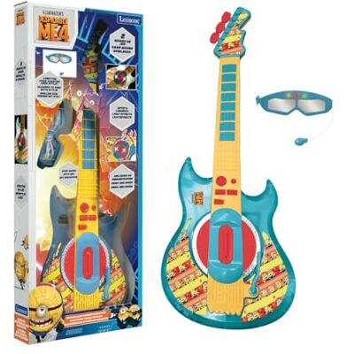 Lexibook , Les Minions elektronische gitaar, K260DES Inclusief microfoon en bril, 2 spelmodi, demoliedjes, lichteffecten Lexibook , Les Minions elektronische gitaar, K260DES Inclusief microfoon en bril, 2 spelmodi, demoliedjes, lichteffecten