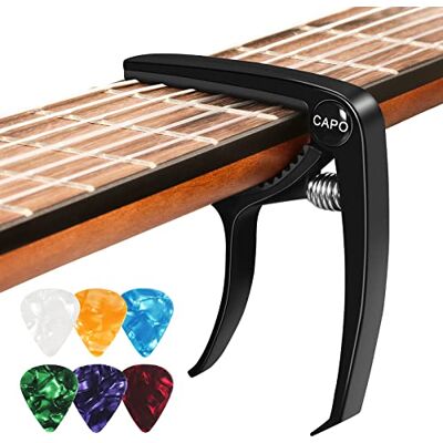 BOXLUNT Capodaster Akoestische en Elektrische Gitaarkap Legering Zwart voor Folk, Klassiek en Ukulele BOXLUNT Capodaster Akoestische en Elektrische Gitaarkap Legering Zwart voor Folk, Klassiek en Ukulele