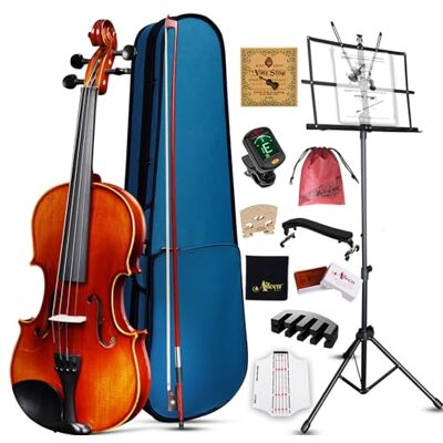 Aileen MUSIC Aileen 4/4 viool van massief hout voor volwassenen en kinderen vanaf 12 jaar, professionele vioolset voor beginners en studenten met 12 accessoires (massief Europees sparren en esdoorn) Aileen MUSIC Aileen 4/4 viool van massief hout voor volwassenen en kinderen vanaf 12 jaar, professionele vioolset voor beginners en studenten met 12 accessoires (massief Europees sparren en esdoorn)