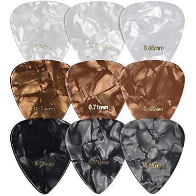 kwmobile Gitaarplectrum – 9 x plectrum met 3 lagen, 0,46 mm/0,71 mm/0,96 mm, plectrum voor akoestische gitaar, elektrisch, klassiek, bas, ukelele kwmobile Gitaarplectrum – 9 x plectrum met 3 lagen, 0,46 mm/0,71 mm/0,96 mm, plectrum voor akoestische gitaar, elektrisch, klassiek, bas, ukelele