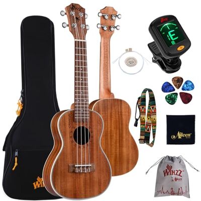 Winzz Concert Ukelele Beste Selectie Wood KOA Ukelele 23 inch Ukelele Kit voor Beginners of Professionals met Optionele Accessoires Natuurlijke Mat Winzz Concert Ukelele Beste Selectie Wood KOA Ukelele 23 inch Ukelele Kit voor Beginners of Professionals met Optionele Accessoires Natuurlijke Mat