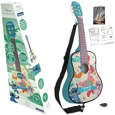 Lexibook , Stitch akoestische gitaar van hout, K2000D 78 cm, 6 nylon touwen, leerhandleiding, plectrum en riem inbegrepen Lexibook , Stitch akoestische gitaar van hout, K2000D 78 cm, 6 nylon touwen, leerhandleiding, plectrum en riem inbegrepen