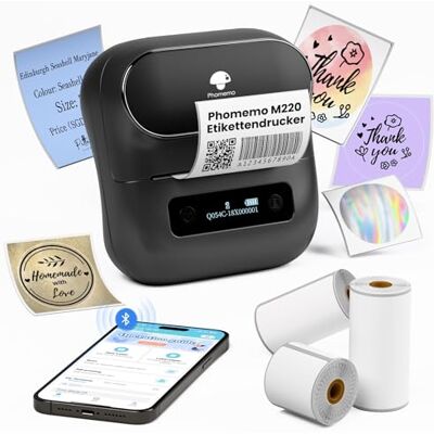 Phomemo M220 labelprinter, thermische labelprinter, bluetooth, adreslabels Draagbare Bluetooth-labelprinter voor barcode, thuis en op kantoor, school, etikettering voor Android en iOS Phomemo M220 labelprinter, thermische labelprinter, bluetooth, adreslabels Draagbare Bluetooth-labelprinter voor barcode, thuis en op kantoor, school, etikettering voor Android en iOS