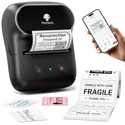 Phomemo M108 Bluetooth thermische labelprinter, verbeterde labelprinter voor kleding, sieraden, detailhandel, adres, barcode, Phomemo M108 Bluetooth thermische labelprinter, verbeterde labelprinter voor kleding, sieraden, detailhandel, adres, barcode,