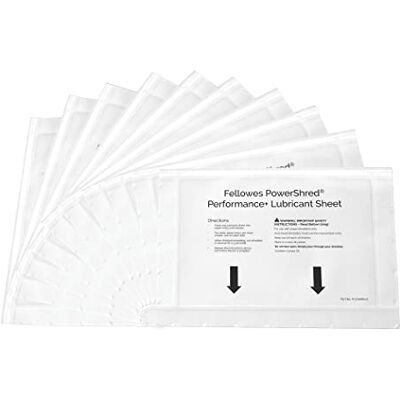 Fellowes Set van 10 smeervellen voor documentvernietiger voor het verhogen van de prestaties van de machine eenvoudig te bedienen voor kruissnede en microversnipperaar 4025601 Fellowes Set van 10 smeervellen voor documentvernietiger voor het verhogen van de prestaties van de machine eenvoudig te bedienen voor kruissnede en microversnipperaar 4025601