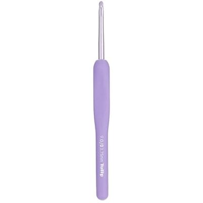 Tulip Etimo Murasaki Ergonomische aluminium haak met softgrip-handgreep, licht en gladde punt voor alle soorten garen, paarse handgreep, 5,50 mm, 1 stuk Tulip Etimo Murasaki Ergonomische aluminium haak met softgrip-handgreep, licht en gladde punt voor alle soorten garen, paarse handgreep, 5,50 mm, 1 stuk
