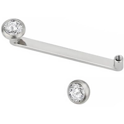 Inoki Platte klem, titanium, 90 graden, 2 mm, interne schroef met kristalschijf 4 mm, Titanium, Geen edelsteen Inoki Platte klem, titanium, 90 graden, 2 mm, interne schroef met kristalschijf 4 mm, Titanium, Geen edelsteen