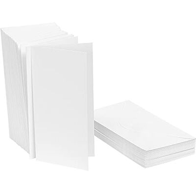 Ideen mit Herz 50 stuks blanco vouwkaarten met enveloppen, 50 kaarten en enveloppen, om zelf te maken, kaartformaat 10,5 x 21 cm, DIN lang Ideen mit Herz 50 stuks blanco vouwkaarten met enveloppen, 50 kaarten en enveloppen, om zelf te maken, kaartformaat 10,5 x 21 cm, DIN lang