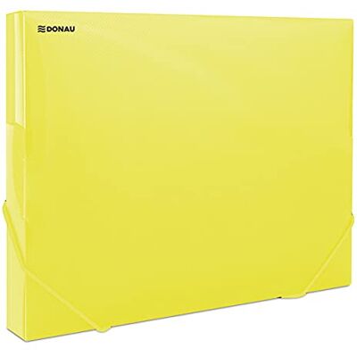 DONAU 8545002PL-11 Documentenbox met rubberen hoekspanner, kunststof/PP, 700 μm, geel-transparant, voor A4-formaat, rugbreedte 30 mm, inklapbare zijvleugels, voor kantoor en school DONAU 8545002PL-11 Documentenbox met rubberen hoekspanner, kunststof/PP, 700 μm, geel-transparant, voor A4-formaat, rugbreedte 30 mm, inklapbare zijvleugels, voor kantoor en school