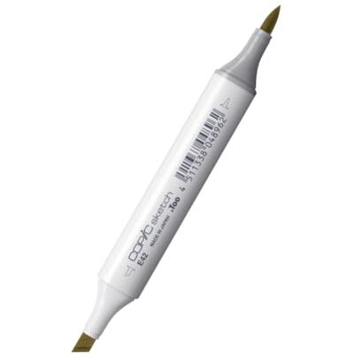 Copic Sketch E42, Sand White, Twin Marker met een medium brede punt en een "Brush"-punt. Copic Sketch E42, Sand White, Twin Marker met een medium brede punt en een "Brush"-punt.