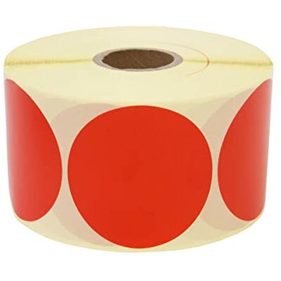 Prolac 1000 gekleurde kleefpunten op rol, 25 x 25 mm, rood, zelfklevend, rond, ideaal voor het labelen op kantoor, ronde stickers Prolac 1000 gekleurde kleefpunten op rol, 25 x 25 mm, rood, zelfklevend, rond, ideaal voor het labelen op kantoor, ronde stickers