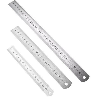 LiJuanWang Roestvrij stalen liniaal, 3 metalen linialen, 15 cm/20 cm/30 cm liniaal met rechte rand, meetgereedschap met schaal, metrisch en imperiaal met rechte rand voor het meten van kantoorstudie LiJuanWang Roestvrij stalen liniaal, 3 metalen linialen, 15 cm/20 cm/30 cm liniaal met rechte rand, meetgereedschap met schaal, metrisch en imperiaal met rechte rand voor het meten van kantoorstudie