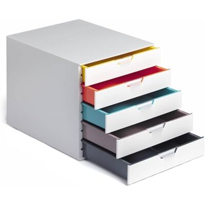 Durable 762527 Varicolor Mix archiefmodule, 5 laden, H55 mm, voor A4-documenten, folio, enveloppen Durable 762527 Varicolor Mix archiefmodule, 5 laden, H55 mm, voor A4-documenten, folio, enveloppen