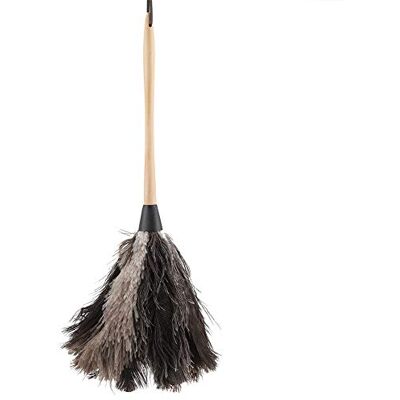 Garosa Wasbare plumeau van veren, Oostenrijk, authentieke stofdoek, struisvogelveren, statisch, handwasbaar, met lange houten handgreep, trekt stof aan, zachte en dikke veren Garosa Wasbare plumeau van veren, Oostenrijk, authentieke stofdoek, struisvogelveren, statisch, handwasbaar, met lange houten handgreep, trekt stof aan, zachte en dikke veren