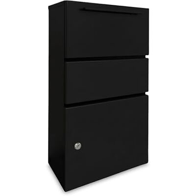Relaxdays Pakketbox, pakketgleuf, 4 sleutels, 82 x 44 x 22 cm, ijzer, vrijstaand, zwart Relaxdays Pakketbox, pakketgleuf, 4 sleutels, 82 x 44 x 22 cm, ijzer, vrijstaand, zwart