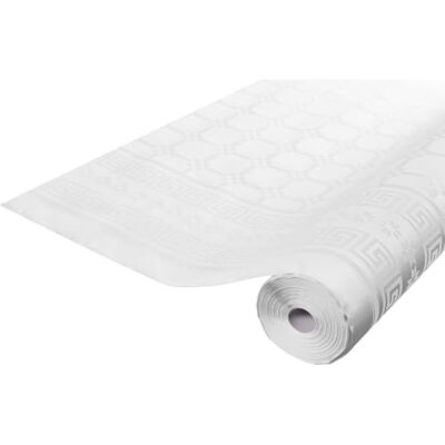 EXACOMPTA Pro tafelkleed: damastpapieren wegwerptafelkleed op een rol van 100 m lang en 1,20 m breed, witte kleur. Damastpapier met een chic en klassiek universeel patroon, ref F40016 EXACOMPTA Pro tafelkleed: damastpapieren wegwerptafelkleed op een rol van 100 m lang en 1,20 m breed, witte kleur. Damastpapier met een chic en klassiek universeel patroon, ref F40016