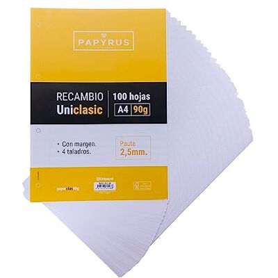 Unipapel 53391600 navulverpakking met liniaal 2,5 mm, A4, 90 g vellen, met rand, 4 gaten, meerkleurig Unipapel 53391600 navulverpakking met liniaal 2,5 mm, A4, 90 g vellen, met rand, 4 gaten, meerkleurig