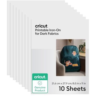 Cricut 10 vellen bedrukbaar vinyl voor warmteoverdracht, A4-formaat, waterdicht, voor inkjetprinters, compatibel met donkere stoffen Cricut 10 vellen bedrukbaar vinyl voor warmteoverdracht, A4-formaat, waterdicht, voor inkjetprinters, compatibel met donkere stoffen