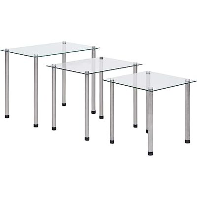 vidaXL Uitschuiftafels, transparant, gehard glas, 3 stuks vidaXL Uitschuiftafels, transparant, gehard glas, 3 stuks