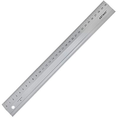 Artway Aluminium liniaal met scherpe rand, 30 cm, zilverkleurig Artway Aluminium liniaal met scherpe rand, 30 cm, zilverkleurig
