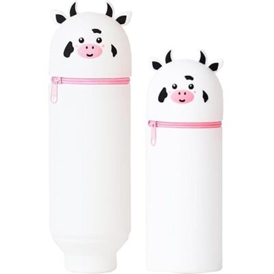 ZYEKIU 2-in-1 pennenetui van zachte siliconen, panda, panda, pennenhouder, ritssluiting, pastelstiften, markeerstiften, school, thuis, kantoor, Wit., Melkkoe ZYEKIU 2-in-1 pennenetui van zachte siliconen, panda, panda, pennenhouder, ritssluiting, pastelstiften, markeerstiften, school, thuis, kantoor, Wit., Melkkoe