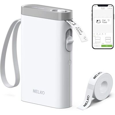 Nelko Label Maker P21 Draagbare Bluetooth Stickerprinter met Tape, Wit Draadloze mini-labelprinter met meerdere sjablonen voor school Kantoor Thuis, Organisatie Opslag Barcode Nelko Label Maker P21 Draagbare Bluetooth Stickerprinter met Tape, Wit Draadloze mini-labelprinter met meerdere sjablonen voor school Kantoor Thuis, Organisatie Opslag Barcode