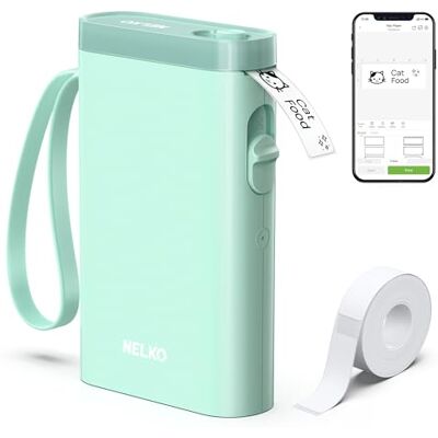 Nelko Label Maker P21 Draagbare Bluetooth Stickerprinter met Tape, Groen Draadloze mini-labelprinter met meerdere sjablonen voor school Kantoor Thuis, Organisatie Opslag Barcode Nelko Label Maker P21 Draagbare Bluetooth Stickerprinter met Tape, Groen Draadloze mini-labelprinter met meerdere sjablonen voor school Kantoor Thuis, Organisatie Opslag Barcode