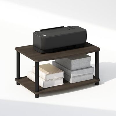 Furinno Turn-N-Tube multifunctionele printerstandaard en opbergplank, donkerbruin/zwart Furinno Turn-N-Tube multifunctionele printerstandaard en opbergplank, donkerbruin/zwart