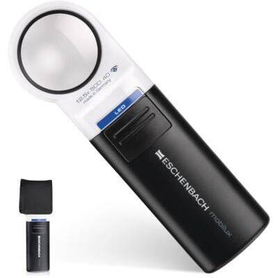 Eschenbach Mobiel optisch led-vergrootglas met ledverlichting en 12,5x vergroting, lensgrootte 35 mm, Made in Germany Eschenbach Mobiel optisch led-vergrootglas met ledverlichting en 12,5x vergroting, lensgrootte 35 mm, Made in Germany