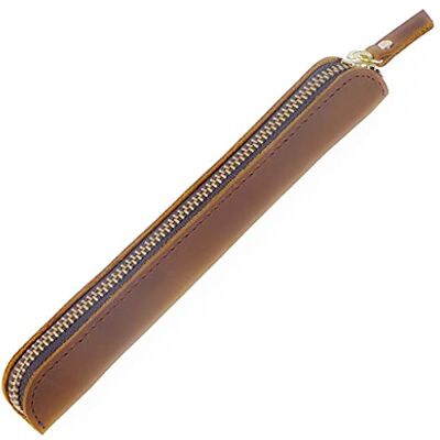 Aabellay Handgemaakt lederen pennenetui Leren etui voor vulpen en balpen met ritssluiting Bruin Aabellay Handgemaakt lederen pennenetui Leren etui voor vulpen en balpen met ritssluiting Bruin