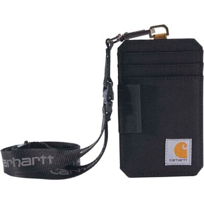 Carhartt Standaard badgehouder van waterafstotend canvas met reflecterend koord, nylon eend (zwart, één maat) Carhartt Standaard badgehouder van waterafstotend canvas met reflecterend koord, nylon eend (zwart, één maat)