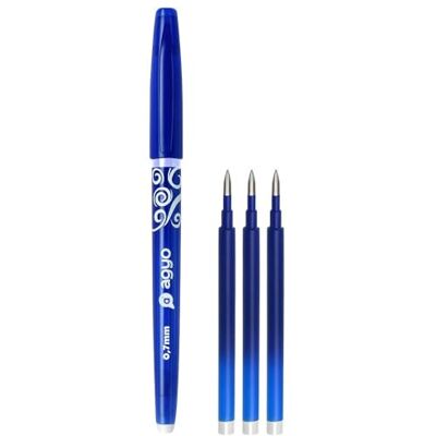 Agyo Uitwisbare gelpen blauw 0,7 mm 1 pen + 3 navullingen, warmtegevoelige inkt voor schrijven en wissen, zakbesparingsclip, ergonomische handgreep, sneldrogend Agyo Uitwisbare gelpen blauw 0,7 mm 1 pen + 3 navullingen, warmtegevoelige inkt voor schrijven en wissen, zakbesparingsclip, ergonomische handgreep, sneldrogend