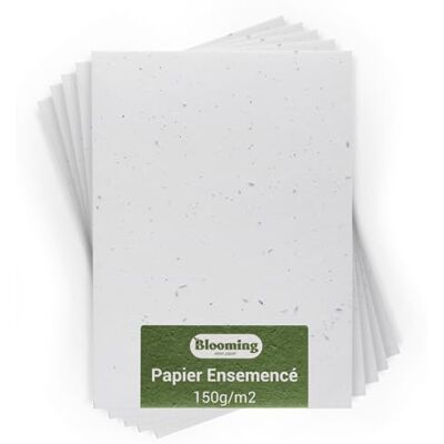 Blooming Seed Paper BLOOMING 25 vellen plantenpapier, DIN A4, 150 g/m², 21 x 30 cm, wit, blanco, biologisch afbreekbare wilde bloemzaden, kaarten, uitnodigingen, prints Blooming Seed Paper BLOOMING 25 vellen plantenpapier, DIN A4, 150 g/m², 21 x 30 cm, wit, blanco, biologisch afbreekbare wilde bloemzaden, kaarten, uitnodigingen, prints