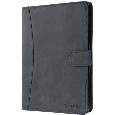 STILORD "Cohen" Documententas, A4, leer, organizer, vintage, aktetas, zakelijk, conferentie, portfolio, 12,2 inch, van echt leer, kleur: kara cognac, Carbon Grijs, Handdoek STILORD "Cohen" Documententas, A4, leer, organizer, vintage, aktetas, zakelijk, conferentie, portfolio, 12,2 inch, van echt leer, kleur: kara cognac, Carbon Grijs, Handdoek